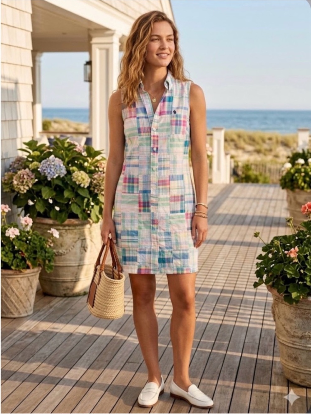 🤍 XS Ralph Lauren Vintage Plaid Button-Front Mini Dress 100% Cotton - Picture 15 of 15